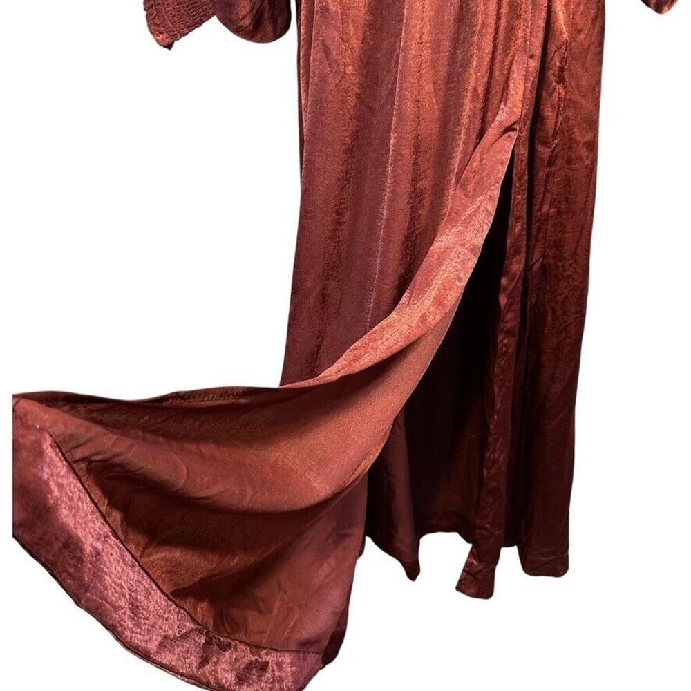 Umgee Long Maxi Satin Dress Womens S Burgundy Whimsigoth Ethereal Fairy Grunge - Picture 4 of 12